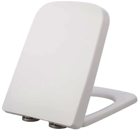 Giural Copriwater Rettangolare Sedile WC con Chiusura Ammortizzata, ASSE WC Quadrato da Polipropilene, ASSE WC con Sgancio Rapido E Cerniere Regolabili A 360°,04A