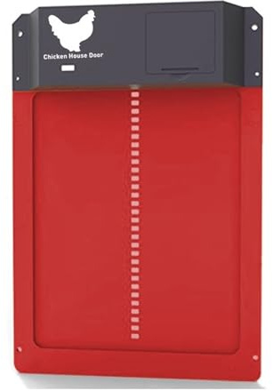 Automatisk Hönshus Dörröppnare Batteridriven Ljussensorkontroll Vattentät Dörrlucka Tillbehör Uppgradering ABS House Gate LäTt Att AnväNda(Red)