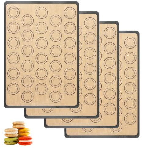 4 tappetini da forno per macaron, 42 x 29,5 cm, in silicone antiaderente