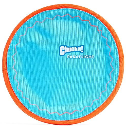 Chuckit! Paraflight Flying Disc Dog Toy - Water Floating Flyer - Durable Nylon Construction with Soft Rubber Edges - For Medium and Large Dogs - Size Large - 9.75 L x 9.75 W - Pack of 1
