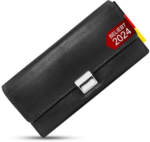 FLEXIBILITE Profi Kellner Geldbörse Wasser Büffel [2026] Echt Leder - Version mit verstärkten RFID Schutz -Geldbeutel Bedienungsgeldbeutel Taxi Portemonnaie Kellnerportemonnaie Schwarz