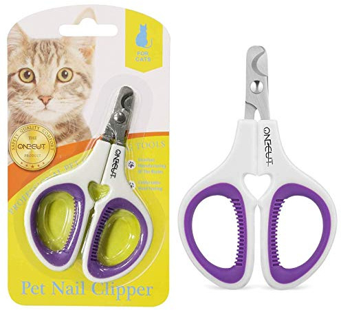 OneCut Pet Nail Clippers, Update Version Cat & Kitten Claw Nail Clippers for Trimming, Professional Pet Nail Clippers Best for a Cat, Puppy, Kitten & Small Dog (Purple)