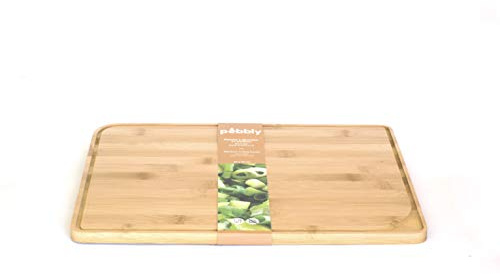 Pebbly - Planche à Découper avec Rigole en Bamou Naturel - 26 x 18 cm - Idéal pour la Préparations des repas - Matériau Naturel et Résistant