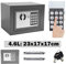 Tresor Klein Elektronischer Safe Minisafe Wandtresor Mini Tresor Stahlsafe Möbeltresor Wandsafe Elektronikschloss 2 Schlüssel -4.6L (Grau)