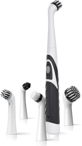 Nicoone Elektrische Reinigungsbürste,4-in-1Haushaltsbürstenabstand Und Eckenreinigungswerkzeug für Küche Bad Wohnzimmer Usw. Schwarz