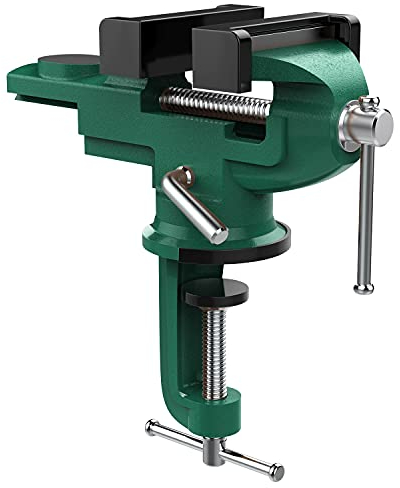 Nuovoware Tornillo de Banco de Trabajo 70mm, 360° Base Giratoria Tornillo de Sujeción Pesada Universal de Precisión, Abrazadera de Banco para Carpintería Metalurgia Conducto de Corte, Verde Oscuro