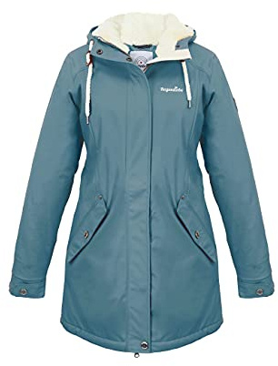 Regenliebe Damen Regenmantel Friesennerz mit Teddyfleece gefüttert, Größe:42, Farbe:petrolblau