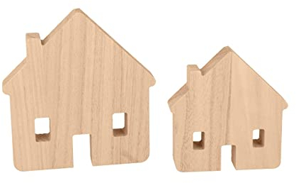 Artemio Décoration en Bois - Maison - 12,5 x 13 cm et 9,5 x 10 cm - 2 pcs