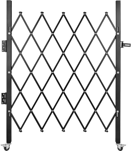 VEVOR Cancello Sicurezza Pieghevole Cancello Porta Pieghevole 161cm x 180cm, Cancello di Sicurezza in Acciaio, Cancello di Sicurezza Espandibile Flessibile, Cancello a Sbarramento Girevole a 360°