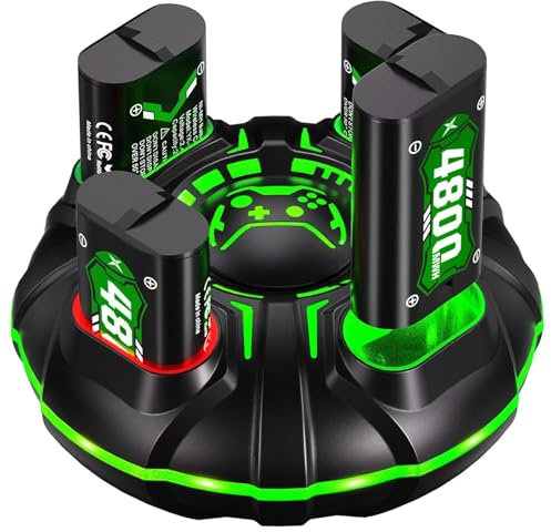 Ukor Carga rápida 4 x 2000 mAh batería recargable paquete con cargador para mando de Xbox Baterías recargables Xbox Accesorios para Xbox One/Xbox Series X|S Xbox One S/Xbox One X/Xbox One Elite