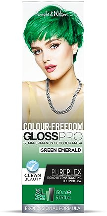 Colour-Freedom Gloss Pro 150ml Emerald Green Semi-Permanent Hair Colour. Ultra-Vibrant Vegan Colour Mask with PurePlex. Ammonia Free. Lasts Up To 6-10 Washes