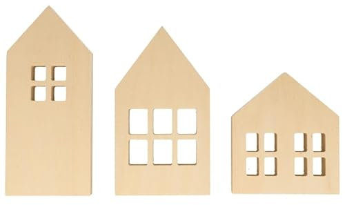 Holzhäuser zum Aufstellen – 11,5 bis 18 cm – 3 Stück