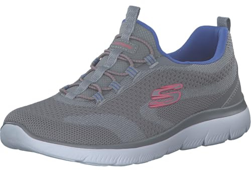 Skechers Damen Summits New Nature Turnschuhe, Grey Knit/Neon Pink & Purple Trim, 43 EU