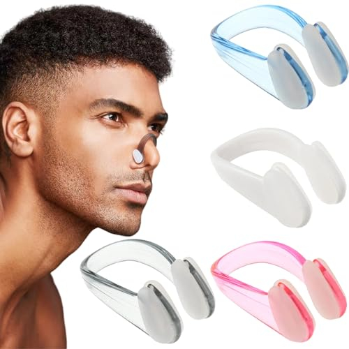 KLLJ Tappo Naso Piscina,Clip per Naso in Silicone,4 Pezzi Clip per Naso Impermeabili per Nuoto,Accessori per Naso per Bambini e Adulti per Principianti, Allenamento per Sport Acquatici