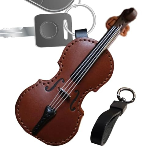 Porte-clés violon en cuir fabriqué avec ornement - Porte-clés vintage en cuir - Instrument de musique miniature - Bijoux pour amis et amateurs de musique, Violoncelle, Refer to description
