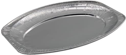 Enpack Alu Servierplatte 35 x 24 cm - ovaler einweg Teller - große Tortenplatte für Catering, Party oder andere Veranstaltungen - Aufschnittplatte (35 x 24 cm, 10, stück)