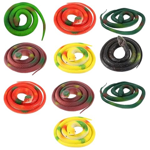 10 PCS Serpientes De Goma,Juguetes De Serpientes,Jardín De Goma En Forma De Serpiente para Decoración de Fiestas Regalos de Cumpleaños,Accesorios de Jardín para Asustar a Los Pájaros,Bromas