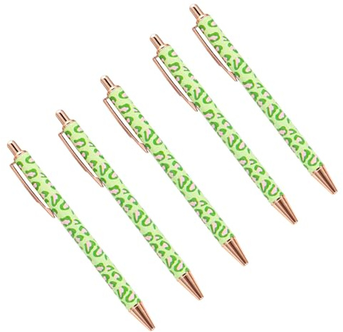 HUAJINGKEJI 5Pieces Leopards Print Ballpoint Pen for Women, Office Writing Tool Retractable Ballpoint Pen with Pen