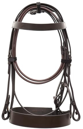 Leather Horse Hunter Bridle With 2Inch Noseband And Grip Reins Brown Size Mini Shetland