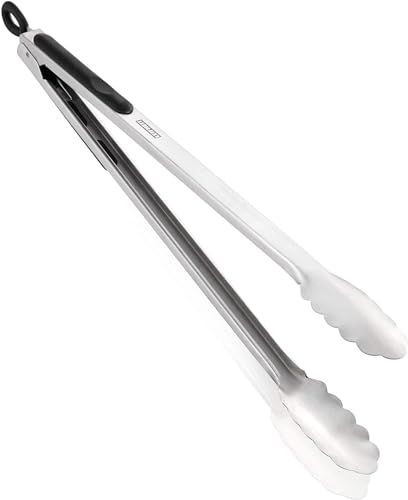 Leifheit Küchen- und Grillzange, 41 cm mit Klick-Verschluss, Kochzange mit hitzebeständigen Enden, Küchenzange mit stabilem Edelstahlgriff, ProLine-Serie