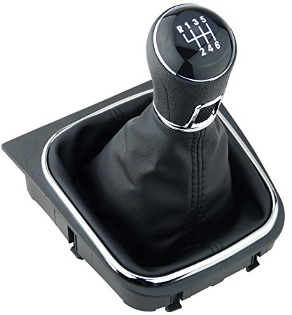 L&P A256-4 Schaltsack Schaltmanschette Schwarz Naht Rot Schaltknauf 6 Gang kompatibel mit VW Golf 5 V Golf 6 VI Rahmen Komplettset Knauf Plug Play Ersatzteil für 1K0711113 5K0711113 1K8711113