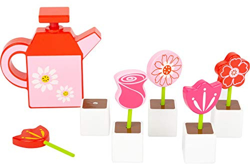 Small Foot Kit de Fleurs avec Arrosoir en Bois certifié 100% Fsc, Jouet pour Le Jardin, Jeu de Rôle Actif
