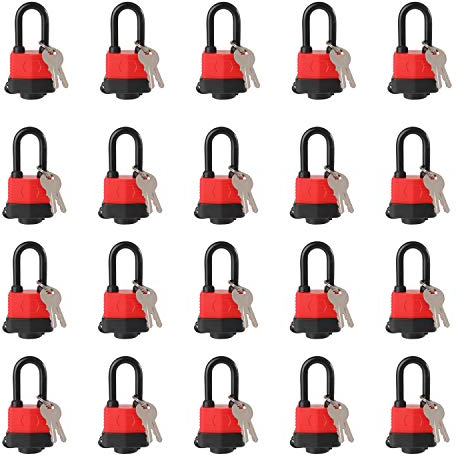 Robuste, beschichtete Vorhängeschlösser aus laminiertem Stahl, gleichschließend, wasserdichtes Vorhängeschloss für den Außenbereich, 4,8 cm breiter Körper, langer Bügel, 20 Stück