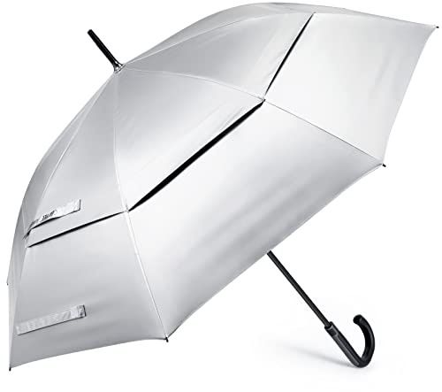 G4Free UPF 50+ 52 Inch UV Protection Umbrella, Automatic Open Hook Handle J Stick Golf Umbrellas for Rain, Sun & Wind Protection(Silver/Green)