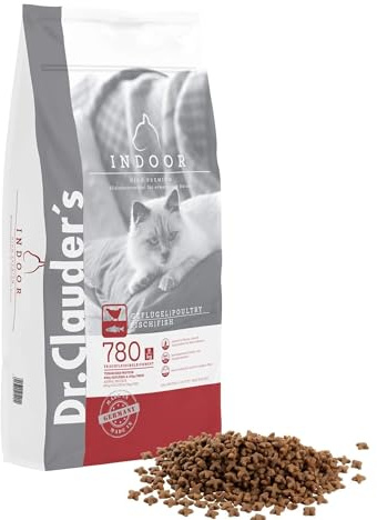 DR.CLAUDER'S - High Premium Indoor | Leicht verdauliches Trockenfutter für ausgewachsene Hauskatzen und ruhigere Katzen. Weizenfreies Alleinfutter im Beutel | 10kg Geflügel&Fisch