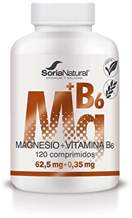 Soria Natural Magnesio + Vitamina B6 de ALTA ABSORCIÓN - Liberación Sostenida - Contribuye a Mejorar la Energía, el Sueño, la Salud Cerebral y la Función Nerviosa - 120 comprimidos