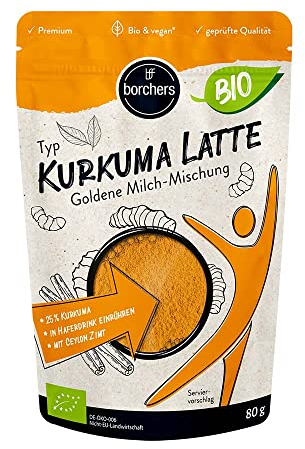 borchers Kurkuma Latte - Goldene Milch-Mischung | 80g | Bio- Qualität | von Natur aus vegan | DE-ÖKO-006