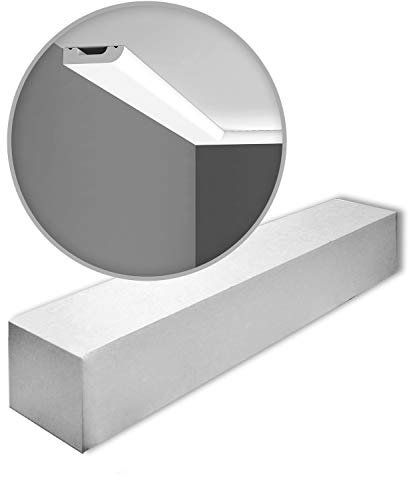 Orac Plinthes SX182-box-8 CASCADE 200 cm x 1,3 cm x 5 cm Polystyrène extrudé (HDPS) lisse arrondi avec passage de câble prétraité 21 moulures / 42 m