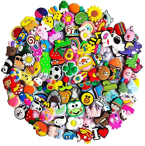 Nityunn Schuhanhänger für Clogs, verschiedene zufällige Auswahl aus PVC, Cartoon-Schuhdekorationen, Zubehör für Sandalen, Weihnachten, Party, Geburtstag, Geschenke (Zufällige 50Stk)