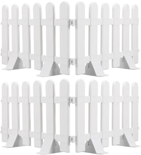 YARNOW 4pcs White Picket Fence Plastic Christmas Tree Fences Garden Fence Decoration with