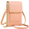 YKKJ Sac Téléphone Portable Femmes，Pochette Portable Bandoulière Femme，avec Fenêtre à Écran Tactile,Sac à Dos en Cuir PU Transparent. （rose