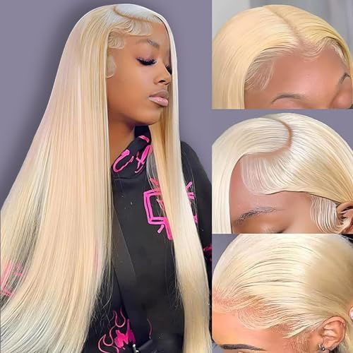 LETMIEO 30 Inch 613 13x6 Lace Front Wig Human Hair Blonde Lace Wig