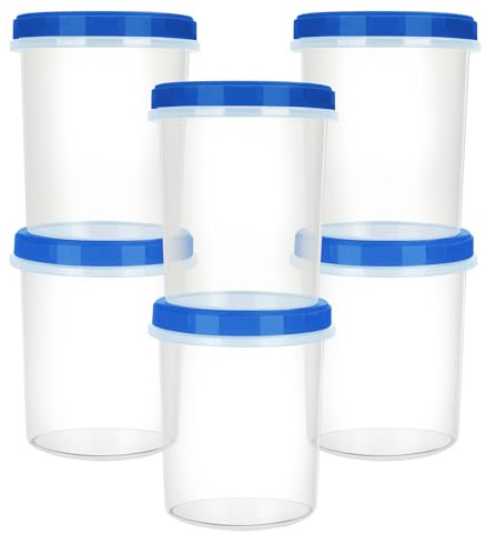 Atecare Heavy Duty Airtight Plastic Containers with Twist Top Lids, Stackable Freezer Containers for Lunch, Salad, Soup, Leftover, Ice Cream, BPA Free [6 Pack-32 oz]