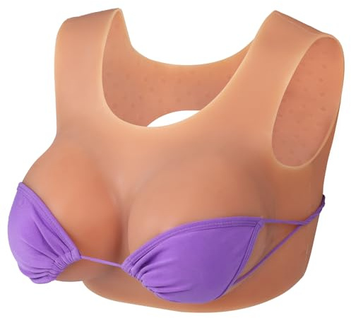 Vnmcry Silicone Breast Plates Crossdressing Breastplate Round Collar Realistic Gel Filled False Fake Breasts Transgender Drag (Bronze - A Cup M Size)