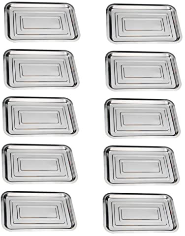 IMIKEYA 10stücke Edelstahltablett Rechteckig Für Servieren Speisen Mit Flachem Boden Für Küche Grill Picknick Familie Party Camping
