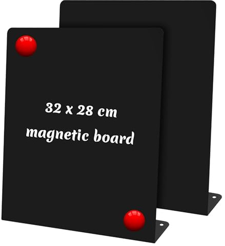 2Pcs Black Magnetic Bulletin Board, 28x32cm Menu Display Board | Alloy Tabletop Easel Stand, Menu Display for Kitchen, Table, Home, School, Office