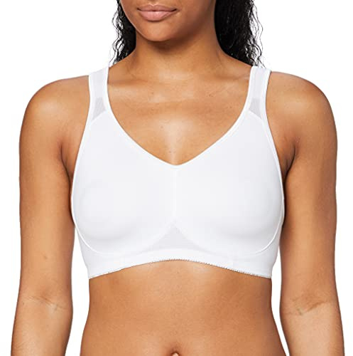 Dorina Brassière de Sport Femme FLEX – Non Rembourrée, Tissu Microfibre Tactel Respirant, Coupe Dos Nageur (Racerback) à Couverture Complète, Faible Impact, Blanc
