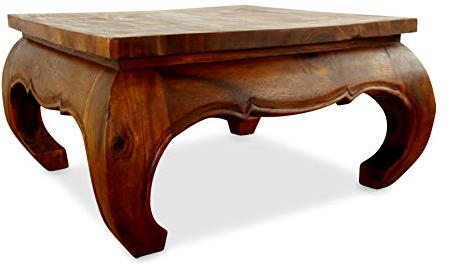 livasia großer Opiumtisch in braun. Beistelltisch, Couchtisch, Massivholztisch (86cm x 86cm)