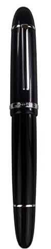 Jinhao X159 - Pluma estilográfica negra #8 de punta fina, borde plateado, instrumento de escritura suave con convertidor