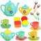 Koolbitz 22 PCs Kids Tea Set For Toddlers Party with Dessert Candy Muffin Toys Kitchen Accessories Set Including Cups & Plates, BPA Free Plastic Teapot, Washable Dishes, Safe Material For Little Child