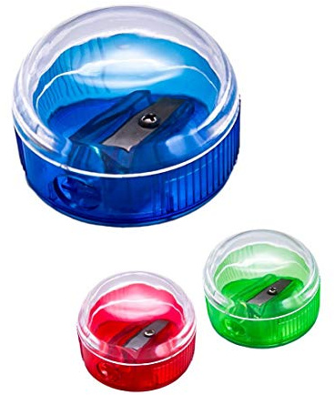 D.RECT Lot de 12 taille-crayons en plastique avec récipient rond
