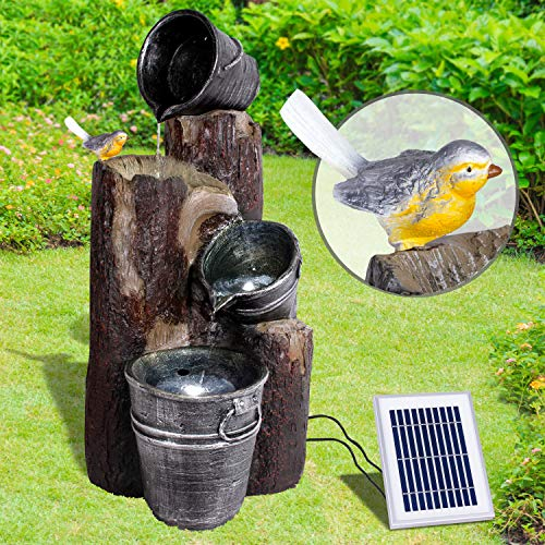 Fontaine Cascade de Jardin Solaire Autonome avec Batterie Li-ION et Lumière LED Pretty Bird 76 cm