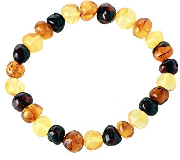 TheNaturalAmber Amber Bracelet – Baltic Amber Baroque Beads 18cm, Polished Cherry Cognac Honey, Handmade Natural Amber Jewelry for Adults