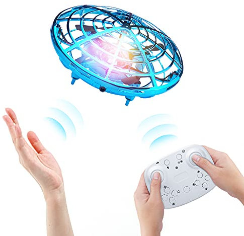 Kriogor UFO Mini Drone for Kids, Remote Control and Hand Controlled 2 Control Modes, Hand Sensor RC Quadcopter Infrared Induction Flying Ball Flying Toys for Boys Girls Christmas Toys Gifts Indoor Toy