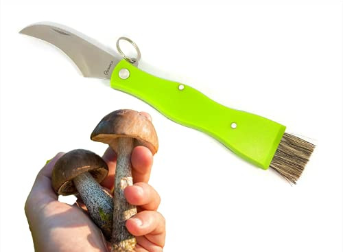ARMERIAONLINE SINCE 1999 Coltello Funghi con Spazzola Coltello per Raccolta Funghi Porcini cardoncelli Tartufo con Lama in Acciaio Inox con Custodia