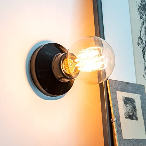 Porslin bygglampa E27 230 V – glasyr svart